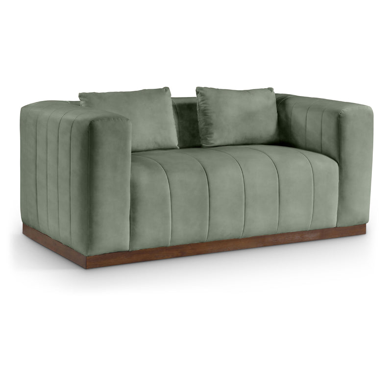 Meridian Mallina Green Vegan Leather Loveseat IMAGE 1