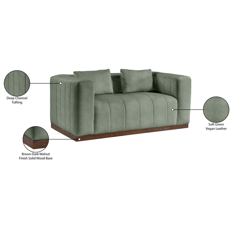 Meridian Mallina Green Vegan Leather Loveseat IMAGE 8