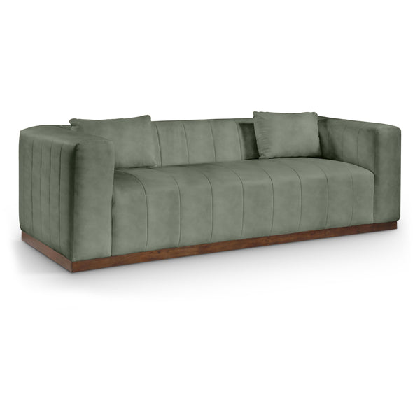 Meridian Mallina Green Vegan Leather Sofa IMAGE 1