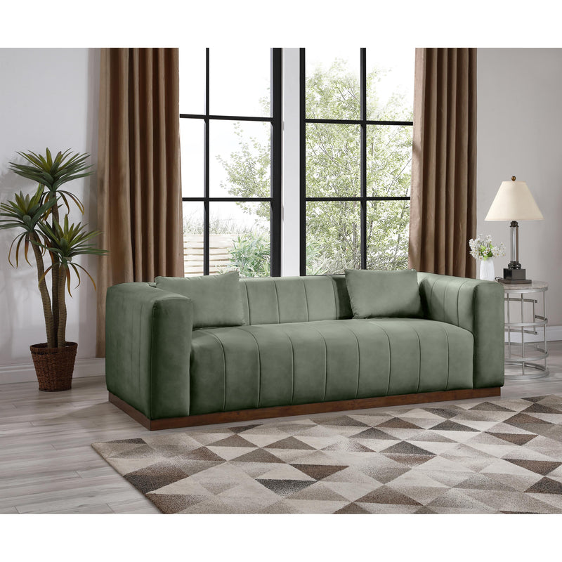 Meridian Mallina Green Vegan Leather Sofa IMAGE 2