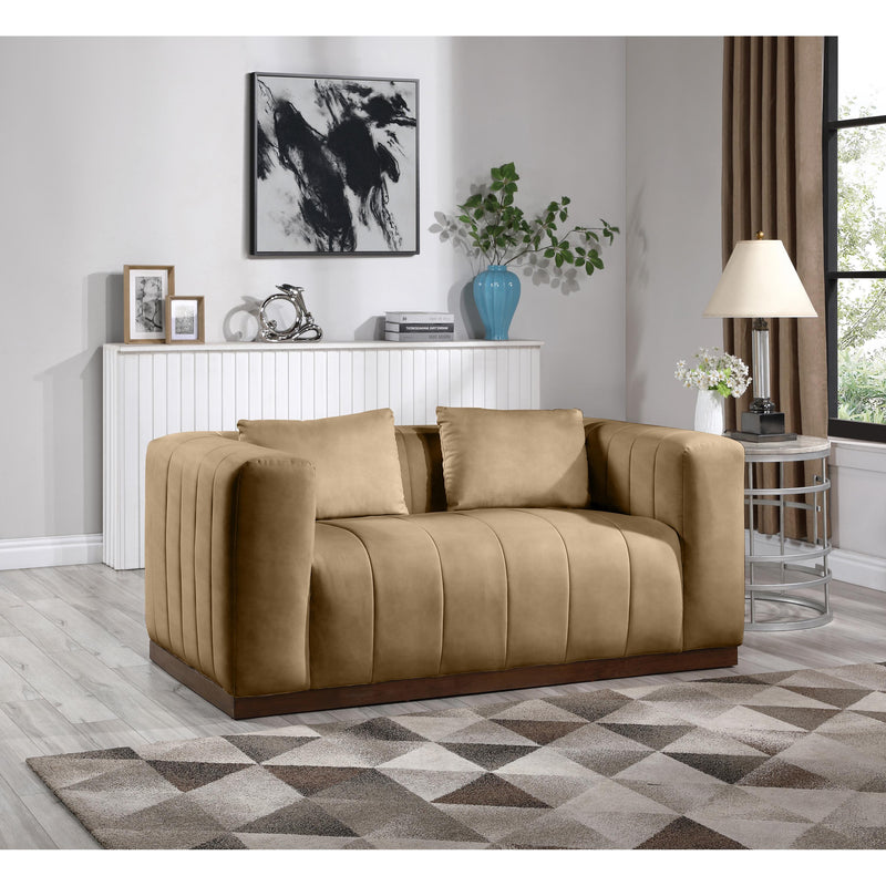 Meridian Mallina Tan Vegan Leather Loveseat IMAGE 2