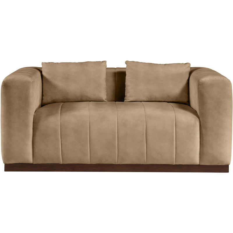Meridian Mallina Tan Vegan Leather Loveseat IMAGE 4