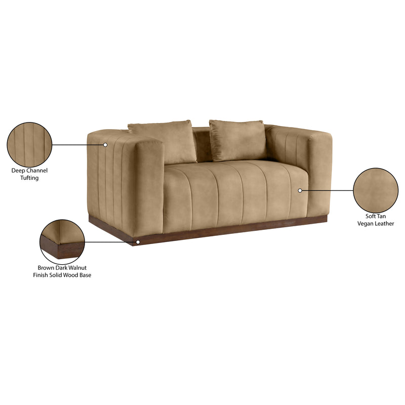 Meridian Mallina Tan Vegan Leather Loveseat IMAGE 8