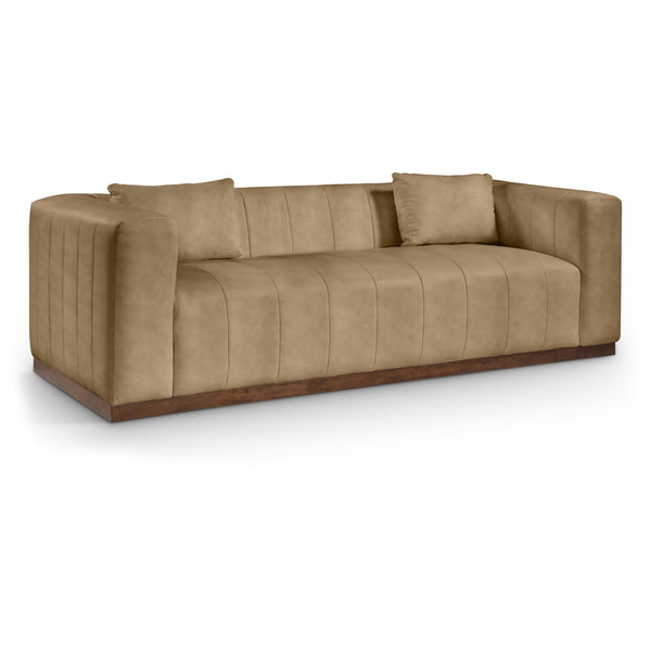 Meridian Mallina Tan Vegan Leather Sofa IMAGE 1