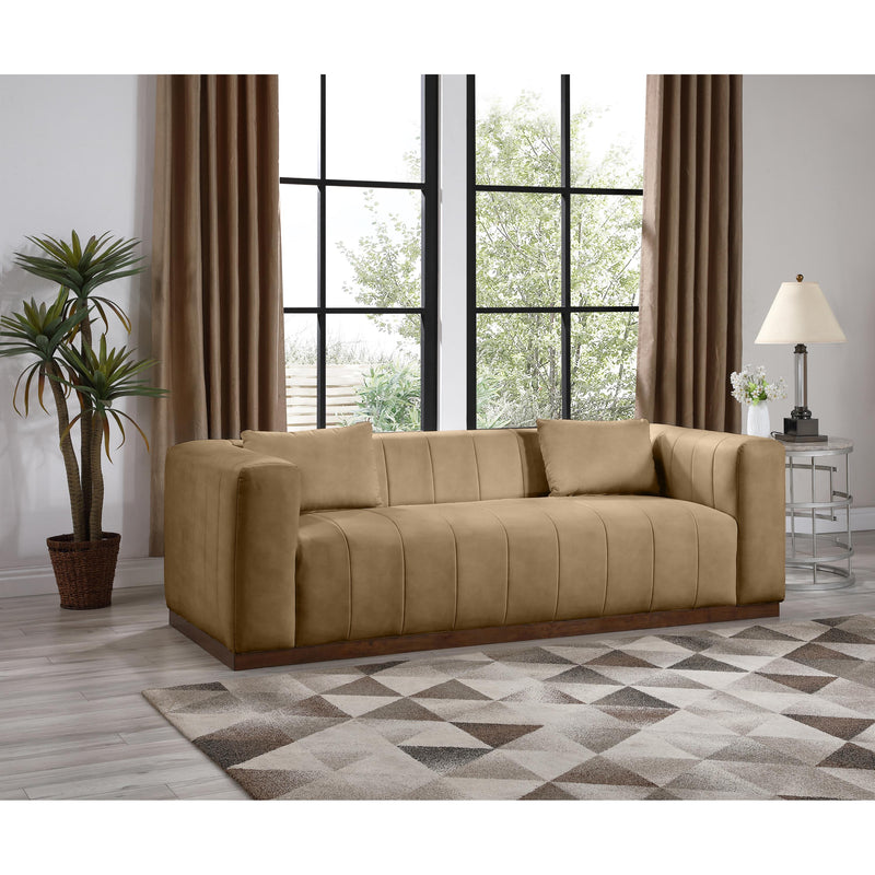 Meridian Mallina Tan Vegan Leather Sofa IMAGE 2