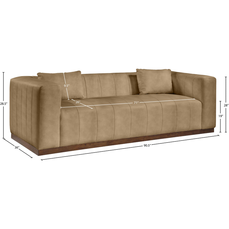 Meridian Mallina Tan Vegan Leather Sofa IMAGE 7