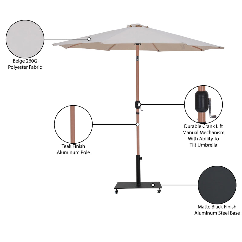 Meridian Fiji Beige Fabric / Matte Black Aluminum Patio Umbrella with Base Sets IMAGE 20