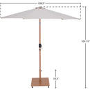 Meridian Fiji Beige Fabric / Teak Aluminum Patio Umbrella with Base Sets IMAGE 19