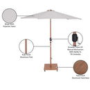 Meridian Fiji Beige Fabric / Teak Aluminum Patio Umbrella with Base Sets IMAGE 20