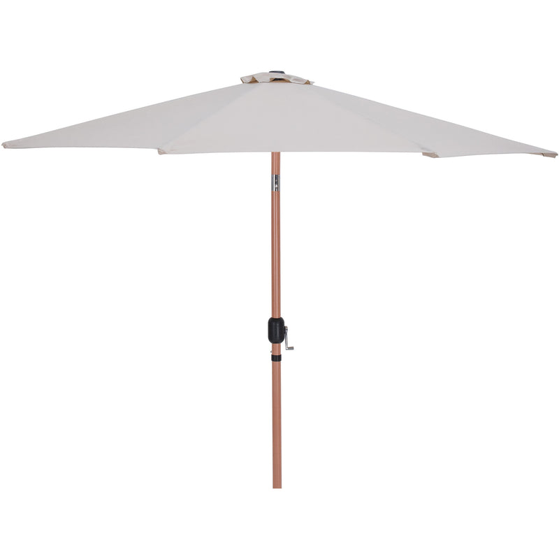 Meridian Fiji Beige Fabric / Teak Aluminum Patio Umbrella with Base Sets IMAGE 3