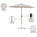 Meridian Fiji Beige Fabric / Matte White Aluminum Patio Umbrella with Base Sets IMAGE 20