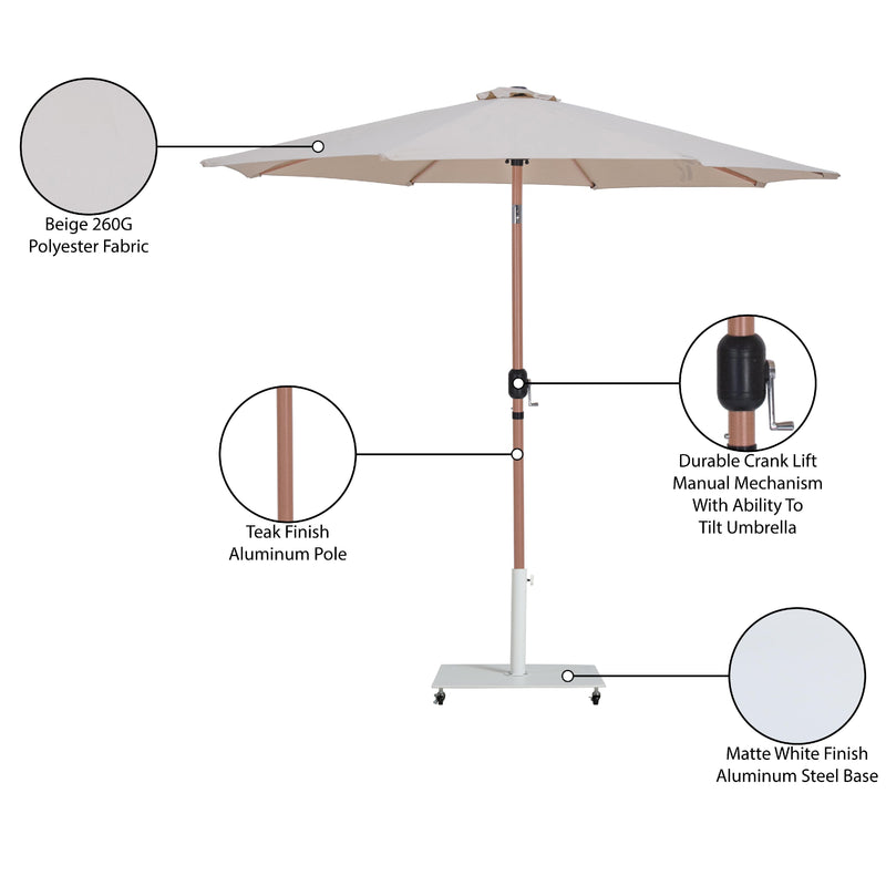 Meridian Fiji Beige Fabric / Matte White Aluminum Patio Umbrella with Base Sets IMAGE 20