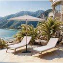 Meridian Fiji Beige Fabric / Matte Black Aluminum Patio Umbrella with Base Sets IMAGE 2