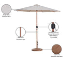 Meridian Fiji Beige Fabric / Teak Aluminum Patio Umbrella with Base Sets IMAGE 17