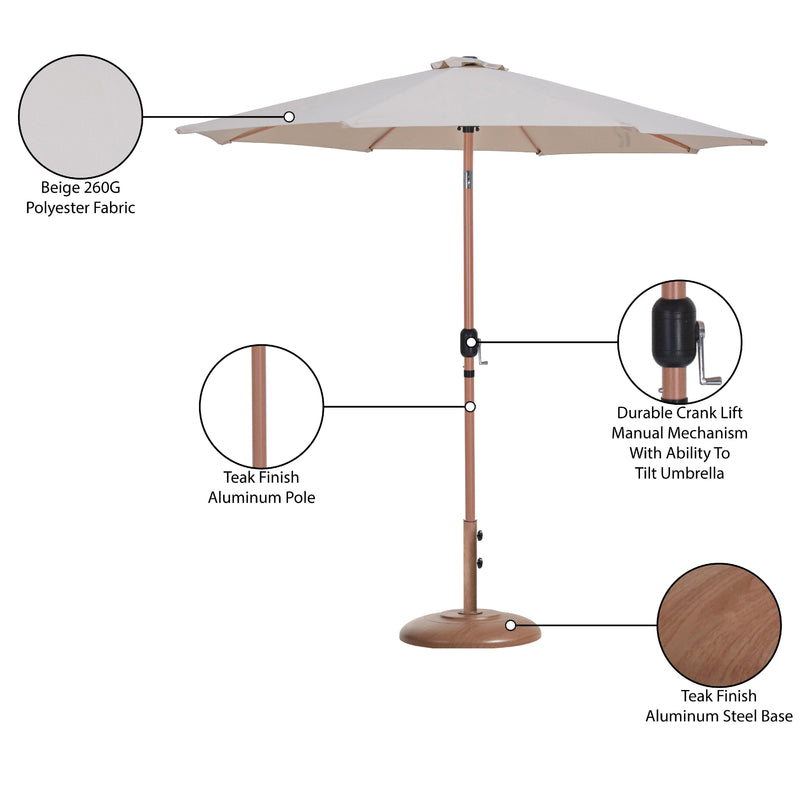 Meridian Fiji Beige Fabric / Teak Aluminum Patio Umbrella with Base Sets IMAGE 17