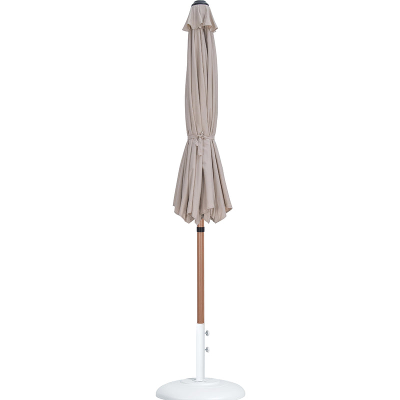 Meridian Fiji Beige Fabric / Matte White Aluminum Patio Umbrella with Base Sets IMAGE 11
