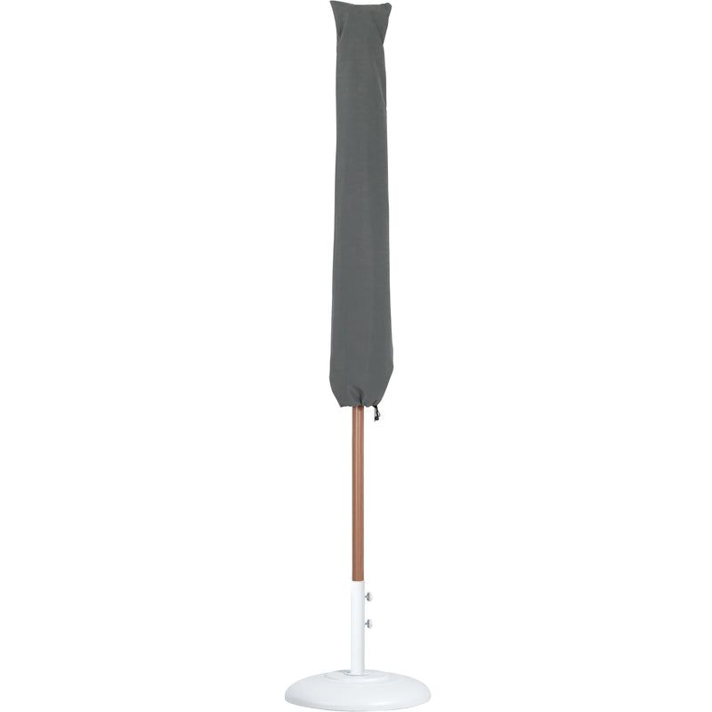Meridian Fiji Beige Fabric / Matte White Aluminum Patio Umbrella with Base Sets IMAGE 12