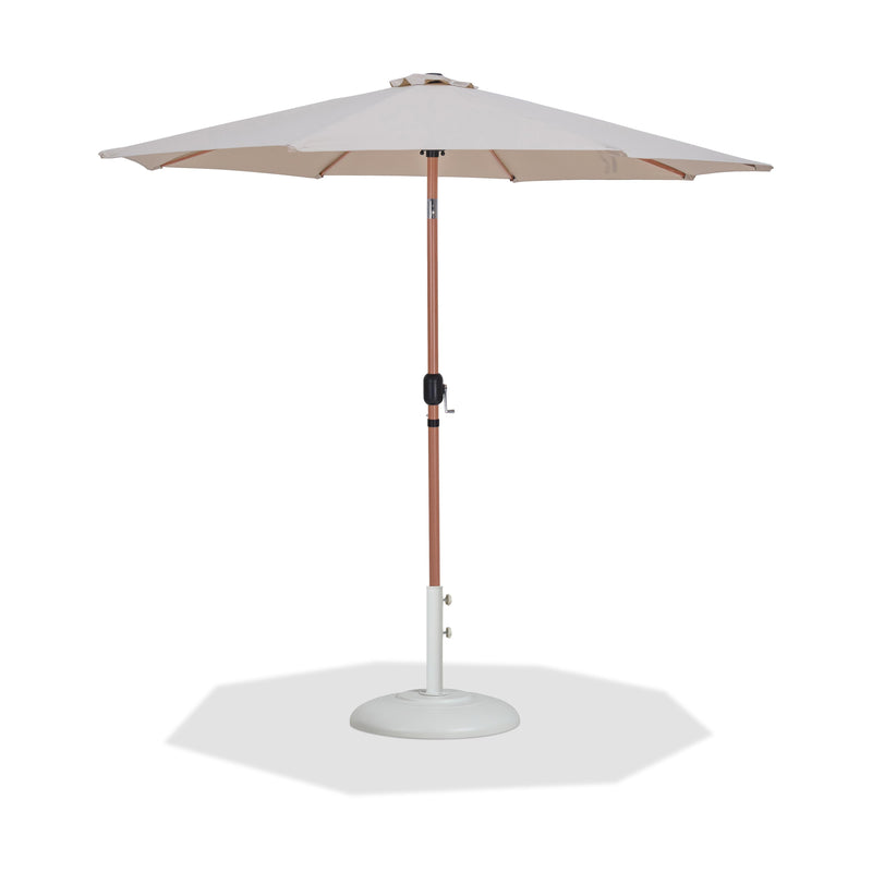 Meridian Fiji Beige Fabric / Matte White Aluminum Patio Umbrella with Base Sets IMAGE 1