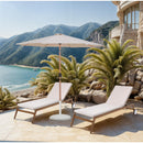 Meridian Fiji Beige Fabric / Matte White Aluminum Patio Umbrella with Base Sets IMAGE 2