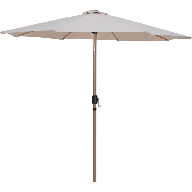 Meridian Fiji Beige Fabric / Matte White Aluminum Patio Umbrella with Base Sets IMAGE 3