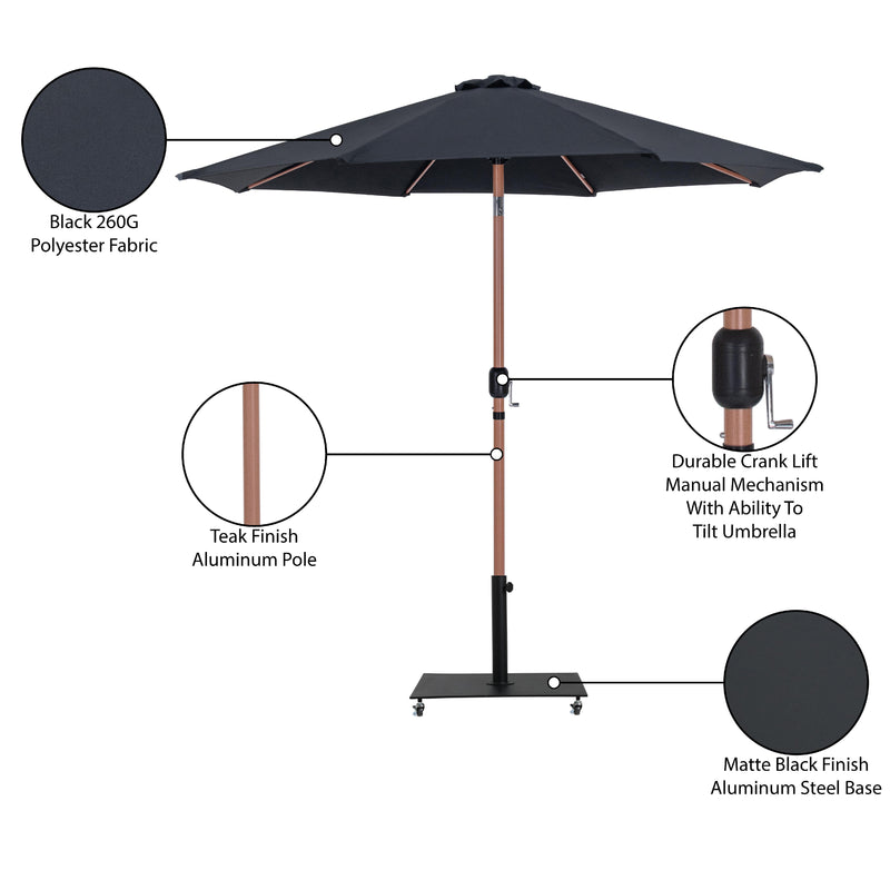 Meridian Fiji Black Fabric / Matte Black Aluminum Patio Umbrella with Base Sets IMAGE 20
