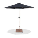 Meridian Fiji Black Fabric / Teak Aluminum Patio Umbrella with Base Sets IMAGE 1