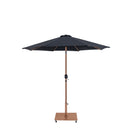 Meridian Fiji Black Fabric / Teak Aluminum Patio Umbrella with Base Sets IMAGE 3