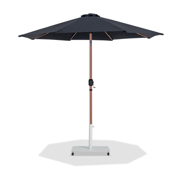 Meridian Fiji Black Fabric / Matte White Aluminum Patio Umbrella with Base Sets IMAGE 1