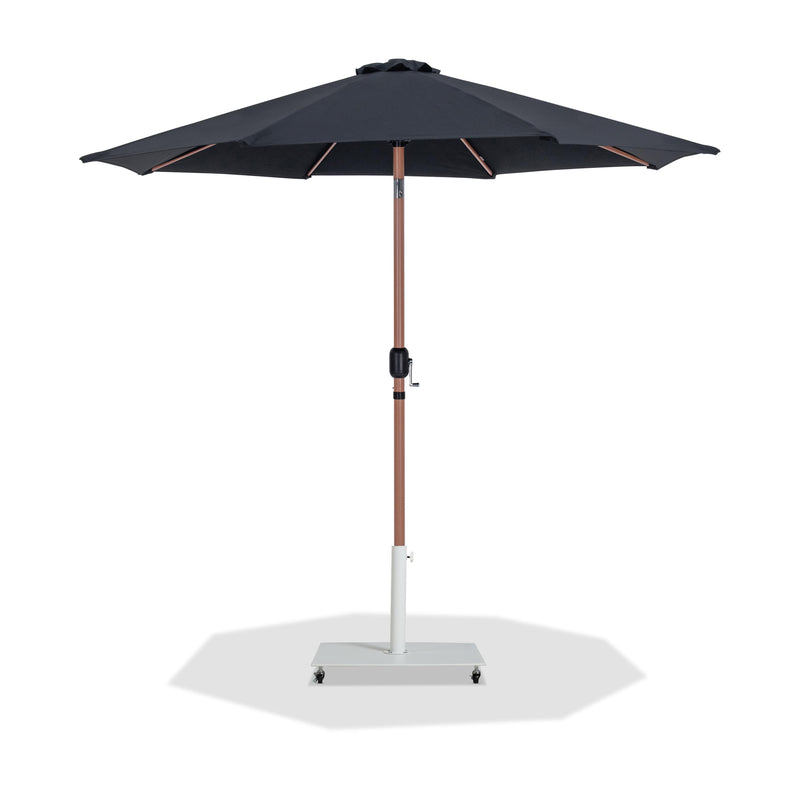 Meridian Fiji Black Fabric / Matte White Aluminum Patio Umbrella with Base Sets IMAGE 1