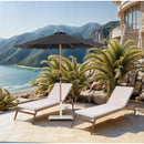 Meridian Fiji Black Fabric / Matte White Aluminum Patio Umbrella with Base Sets IMAGE 2