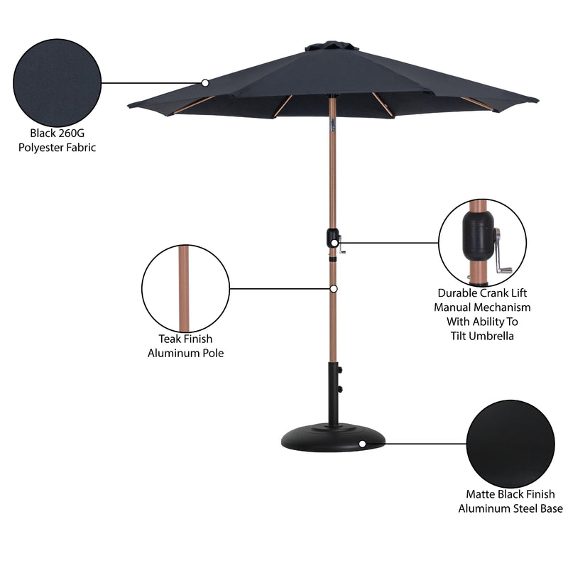 Meridian Fiji Black Fabric / Matte Black Aluminum Patio Umbrella with Base Sets IMAGE 17