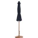 Meridian Fiji Black Fabric / Teak Aluminum Patio Umbrella with Base Sets IMAGE 11