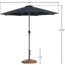 Meridian Fiji Black Fabric / Teak Aluminum Patio Umbrella with Base Sets IMAGE 16