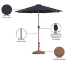 Meridian Fiji Black Fabric / Teak Aluminum Patio Umbrella with Base Sets IMAGE 17