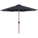 Meridian Fiji Black Fabric / Teak Aluminum Patio Umbrella with Base Sets IMAGE 3