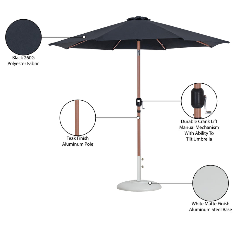 Meridian Fiji Black Fabric / Matte White Aluminum Patio Umbrella with Base Sets IMAGE 17