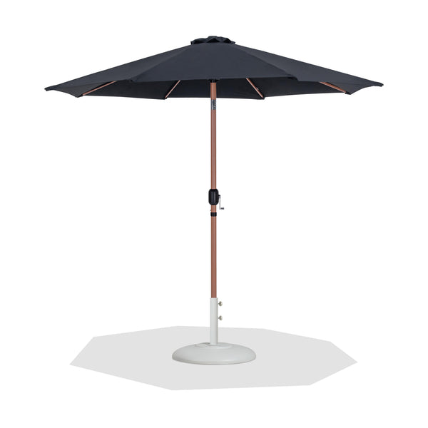 Meridian Fiji Black Fabric / Matte White Aluminum Patio Umbrella with Base Sets IMAGE 1
