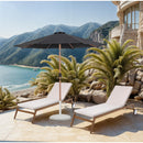 Meridian Fiji Black Fabric / Matte White Aluminum Patio Umbrella with Base Sets IMAGE 2