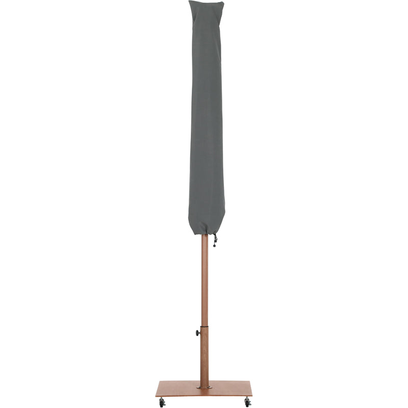 Meridian Fiji Navy Fabric / Teak Aluminum Patio Umbrella with Base Sets IMAGE 15