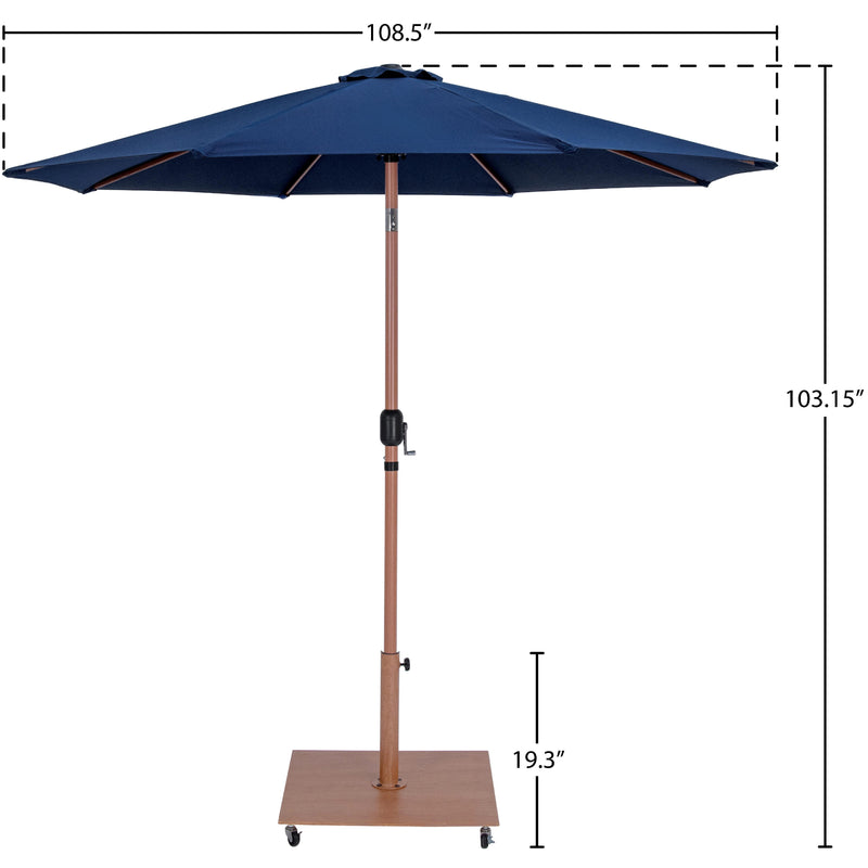 Meridian Fiji Navy Fabric / Teak Aluminum Patio Umbrella with Base Sets IMAGE 19