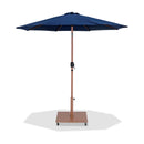 Meridian Fiji Navy Fabric / Teak Aluminum Patio Umbrella with Base Sets IMAGE 1