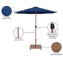 Meridian Fiji Navy Fabric / Teak Aluminum Patio Umbrella with Base Sets IMAGE 20