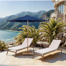 Meridian Fiji Navy Fabric / Teak Aluminum Patio Umbrella with Base Sets IMAGE 2