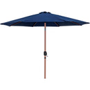 Meridian Fiji Navy Fabric / Teak Aluminum Patio Umbrella with Base Sets IMAGE 3