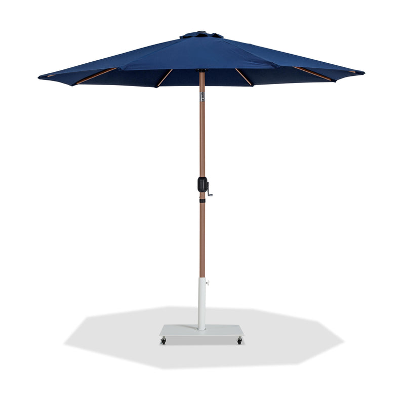 Meridian Fiji Navy Fabric / Matte White Aluminum Patio Umbrella with Base Sets IMAGE 1