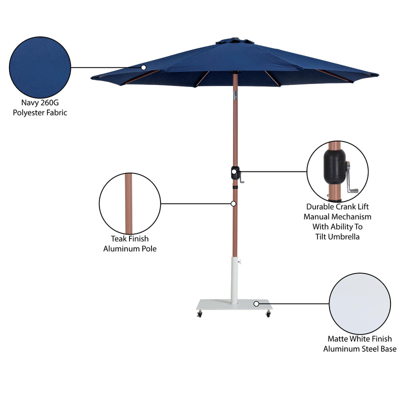 Meridian Fiji Navy Fabric / Matte White Aluminum Patio Umbrella with Base Sets IMAGE 20