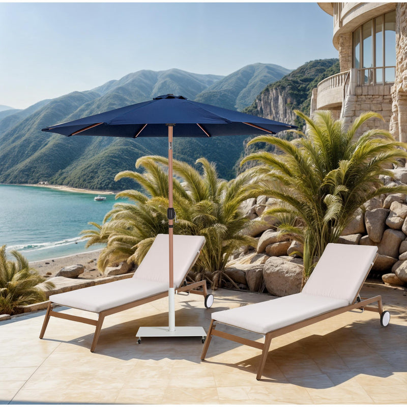 Meridian Fiji Navy Fabric / Matte White Aluminum Patio Umbrella with Base Sets IMAGE 2