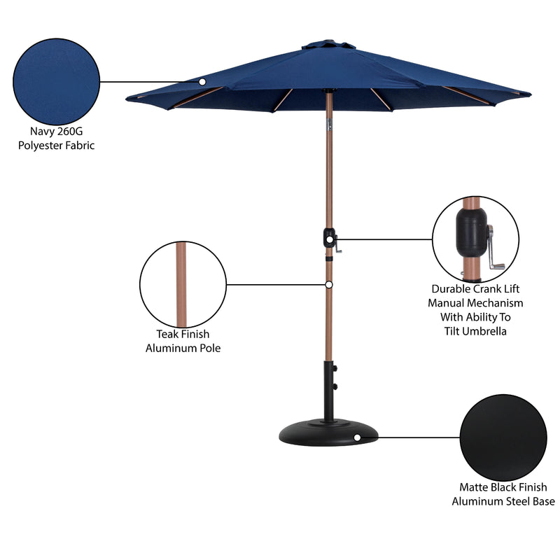 Meridian Fiji Navy Fabric / Matte Black Aluminum Patio Umbrella with Base Sets IMAGE 17