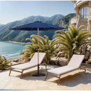 Meridian Fiji Navy Fabric / Matte Black Aluminum Patio Umbrella with Base Sets IMAGE 2