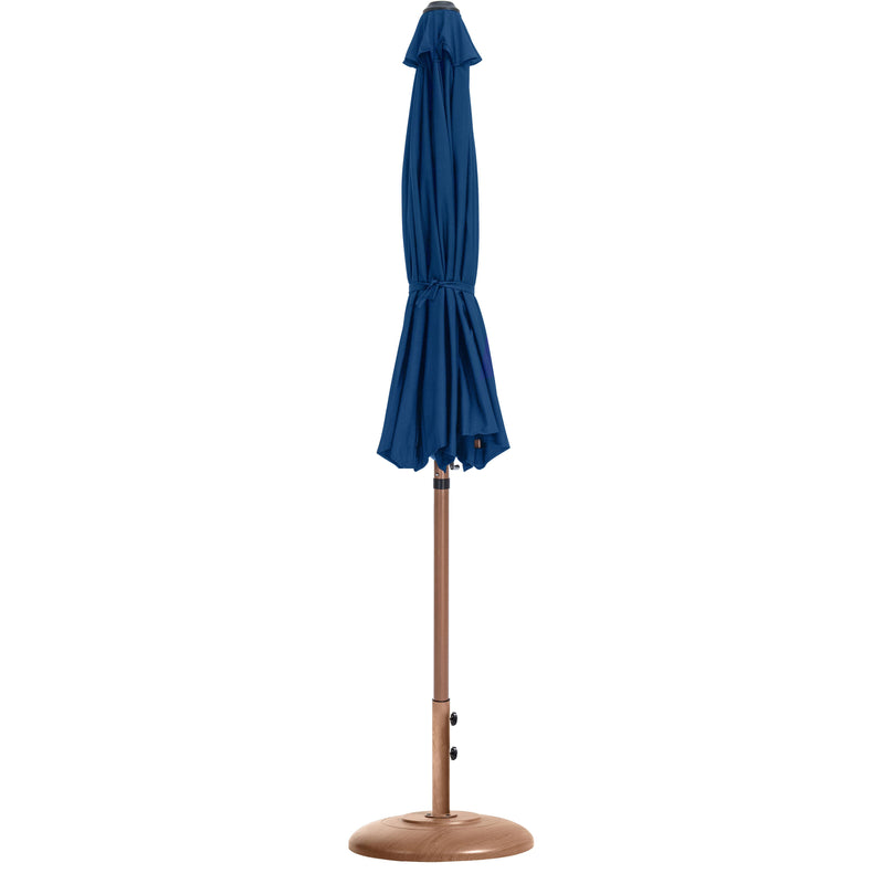 Meridian Fiji Navy Fabric / Teak Aluminum Patio Umbrella with Base Sets IMAGE 11